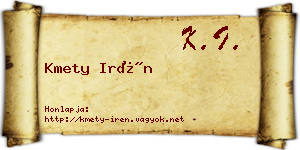 Kmety Irén névjegykártya